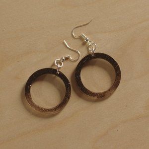 3/$15 Handmade Round Acrylic Earrings Black Brown